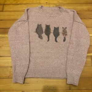 Cozy Pink Sweater with Cat Design